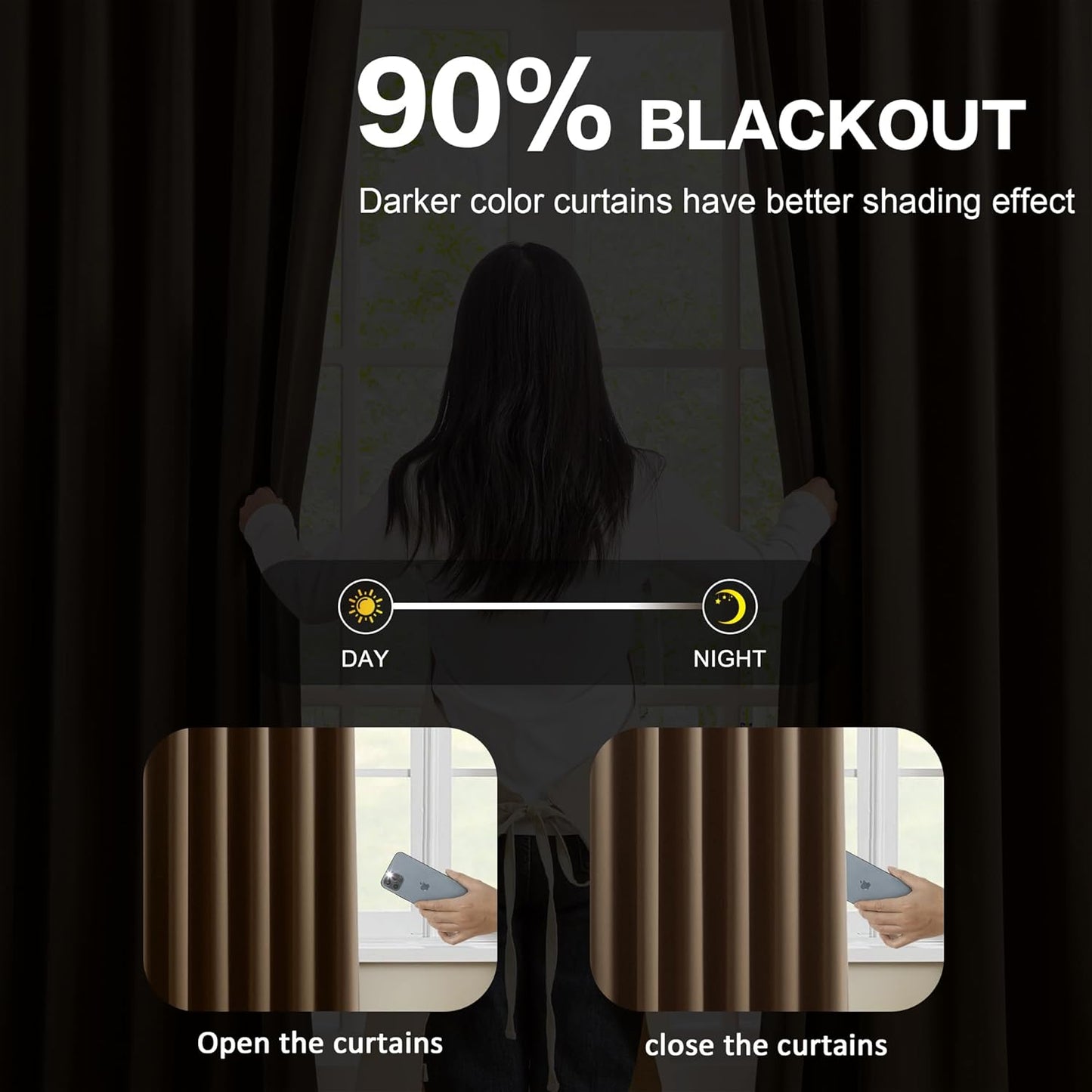 KEQIAOSUOCAI Black Pinch Pleated 60 Inch Wide Curtains 60 x 95, Thermal Insulated Noise Cancelling Living Room Office Drapes 95 Inches Long, Patio Sliding Glass Door Window Curtain 2 Panels