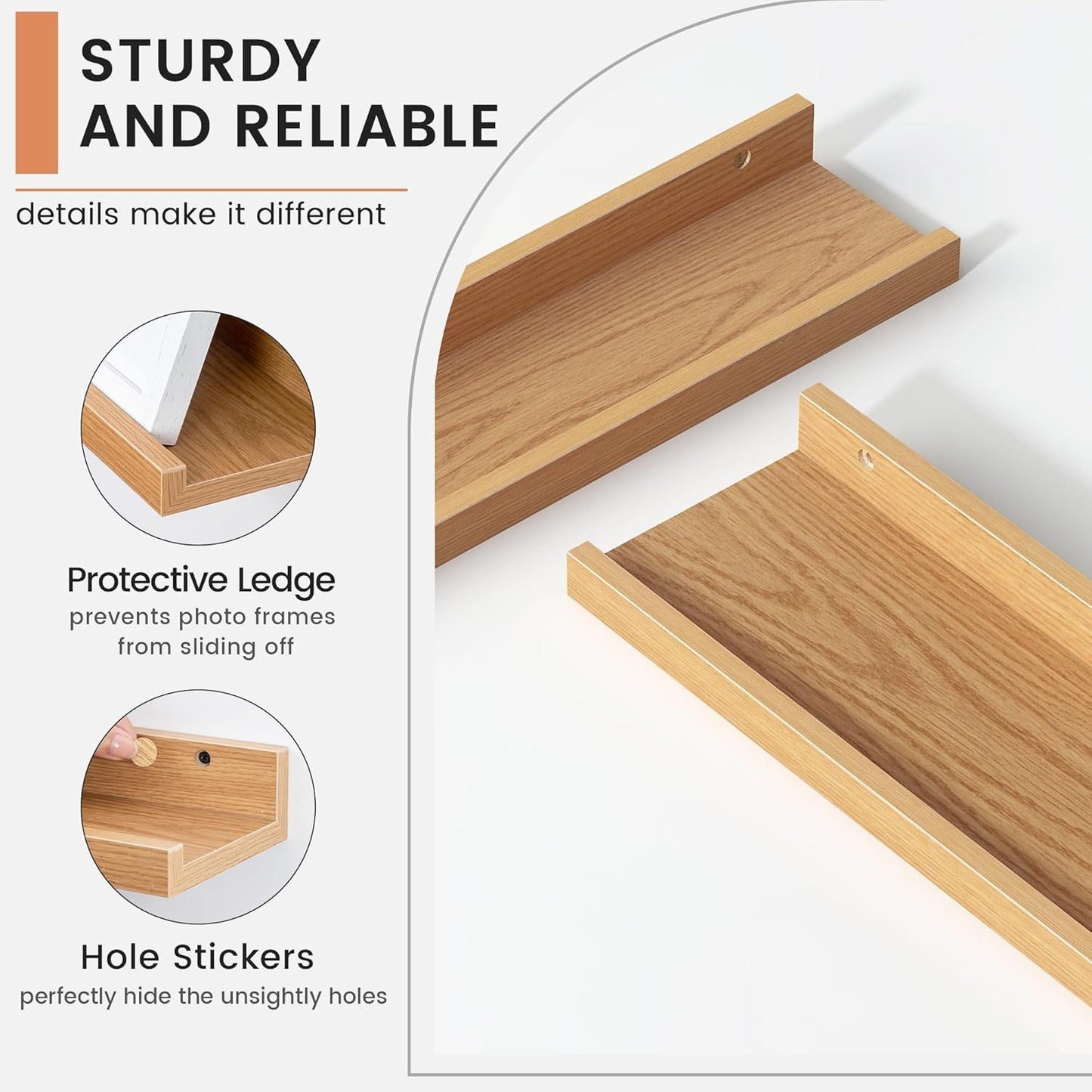 Floating Picture Ledge Shelves Set of 4, 36 Inch Shelves with Lip - Large Nursery Book Shelf for Toys Storage, Kids Bookshelf - Wall Mounted Living Room Bedroom Decor Frames