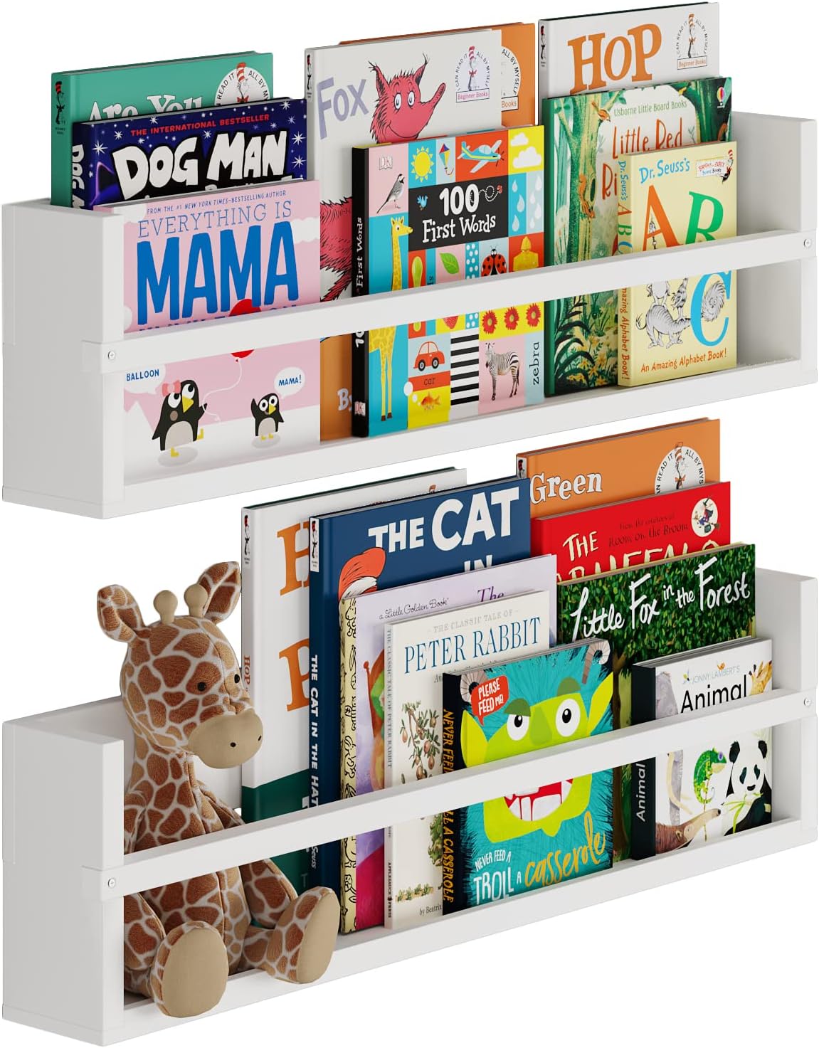 Brightmaison Polynez 30" Floating Shelves for Nursery & Kids, Multiuse Wall Shelf Set of 2 Wood Floating Shelf White