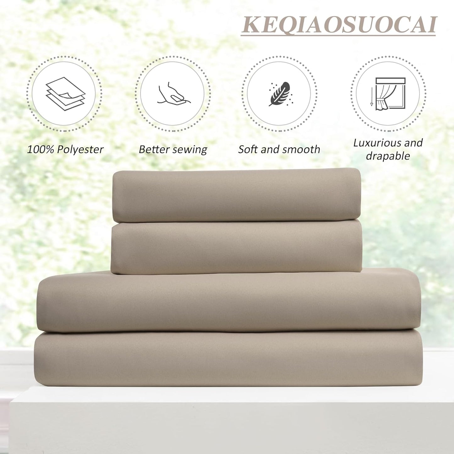 Pinch Pleated Patio Sliding Door Curtains 84 Inch Length, Blackout Room Divider Vertical Blinds Curtain Drapes for Living Room Dining Room French Door(Khaki, 100 Inch Wide per Panel, 2 Panels)