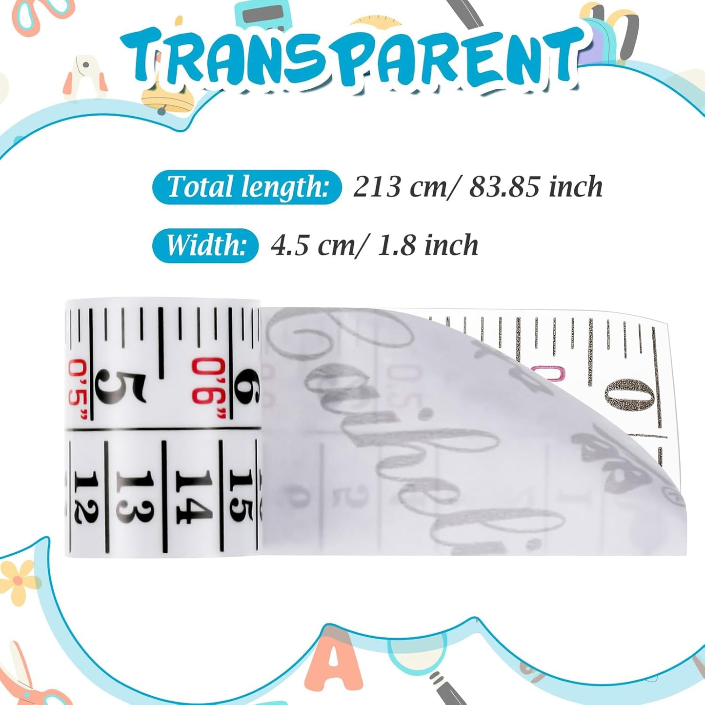 Tatuo Growth Chart Wall Labels Height Indicator Tape Ruler Growth Chart Decor Height Indicator Adhesive Ruler for Home Room Measuring (Clear)
