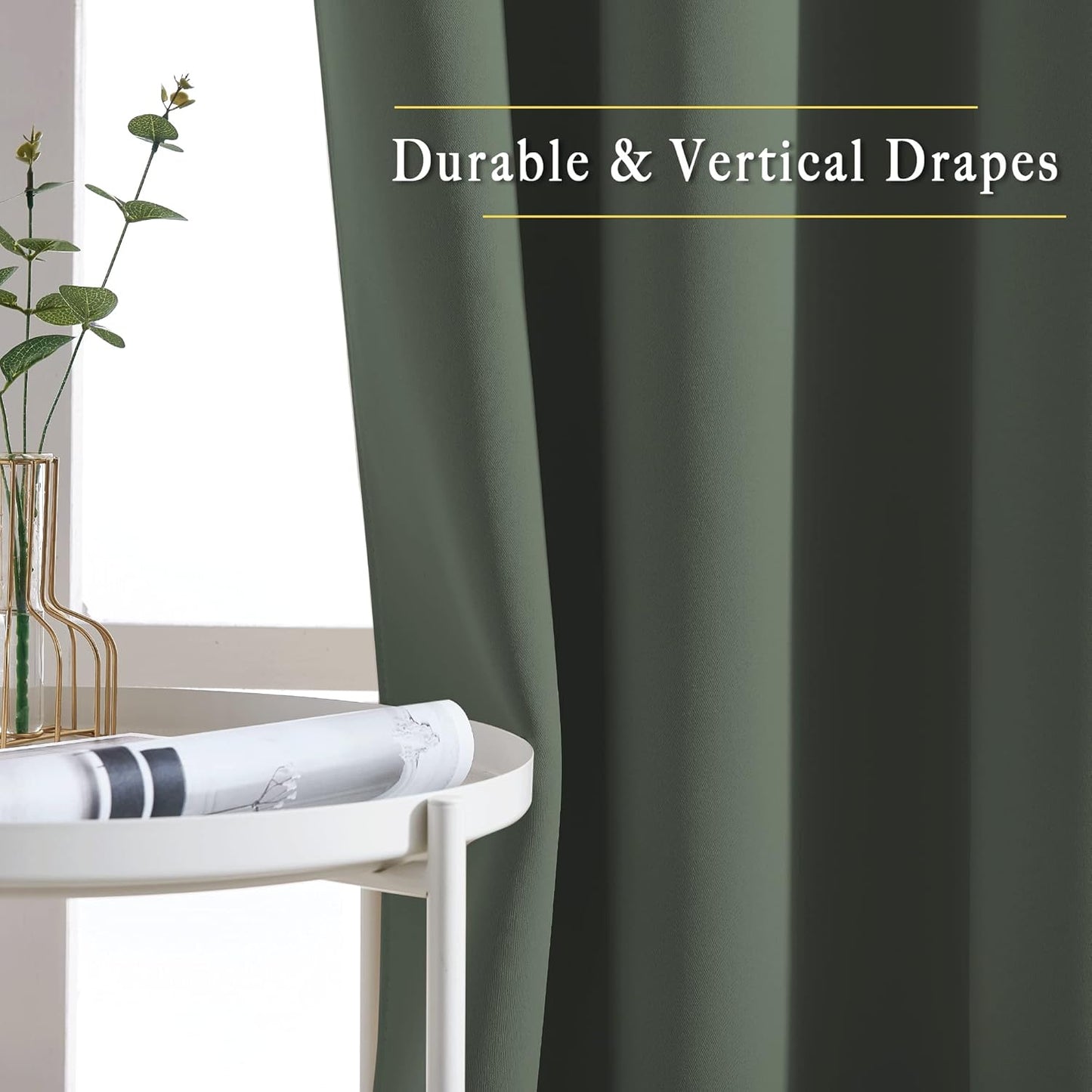 NICETOWN Room Darkening Curtains for Room Divider, Grommet Thermal Curtains Light & Sound Reducing Window Treatments for Sliding Glass Door, W66 x L118, Dark Mallard, 2 Panels