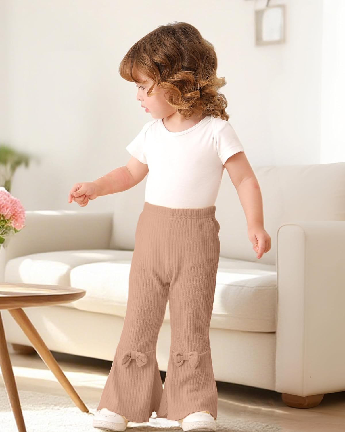 Mioglrie Baby Girls Pants Toddler 3 6 9 12 18 24 Months Leggings Newborn Girls Flared Leggings Infant Bell Bottom Pants