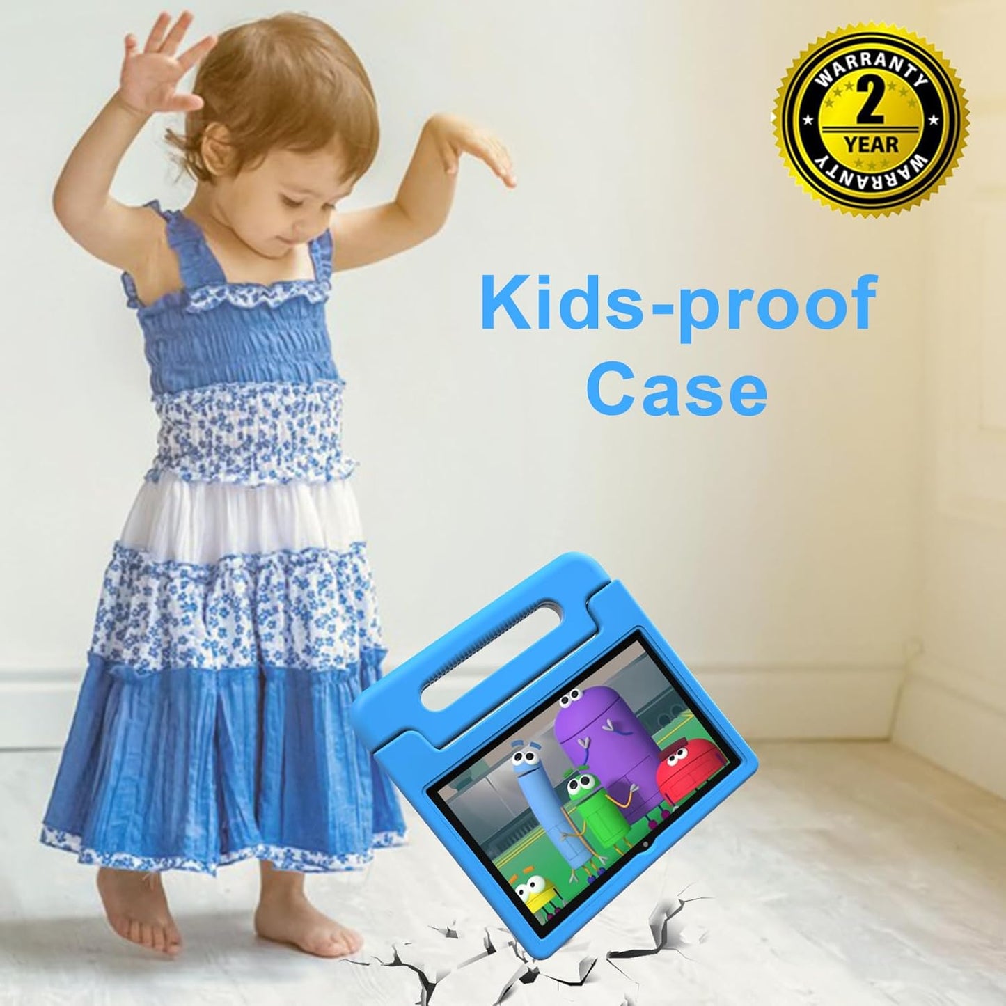 Tablet for Kids, 10 Inch Kids Tablet Android, 64GB, Octa-Core, WiFi 6, Big Battery, Google Kids Space, Parental Control 1280 * 800 HD Display Blue