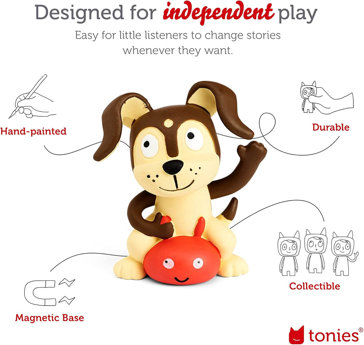 Tonies Toniebox Audio Player Starter Set with Spidey, Ghost-Spider, Spin, Black Panther, and Playtime Puppy - Ages 3+, Listen, Learn, and Play with One Huggable Little Box - Red