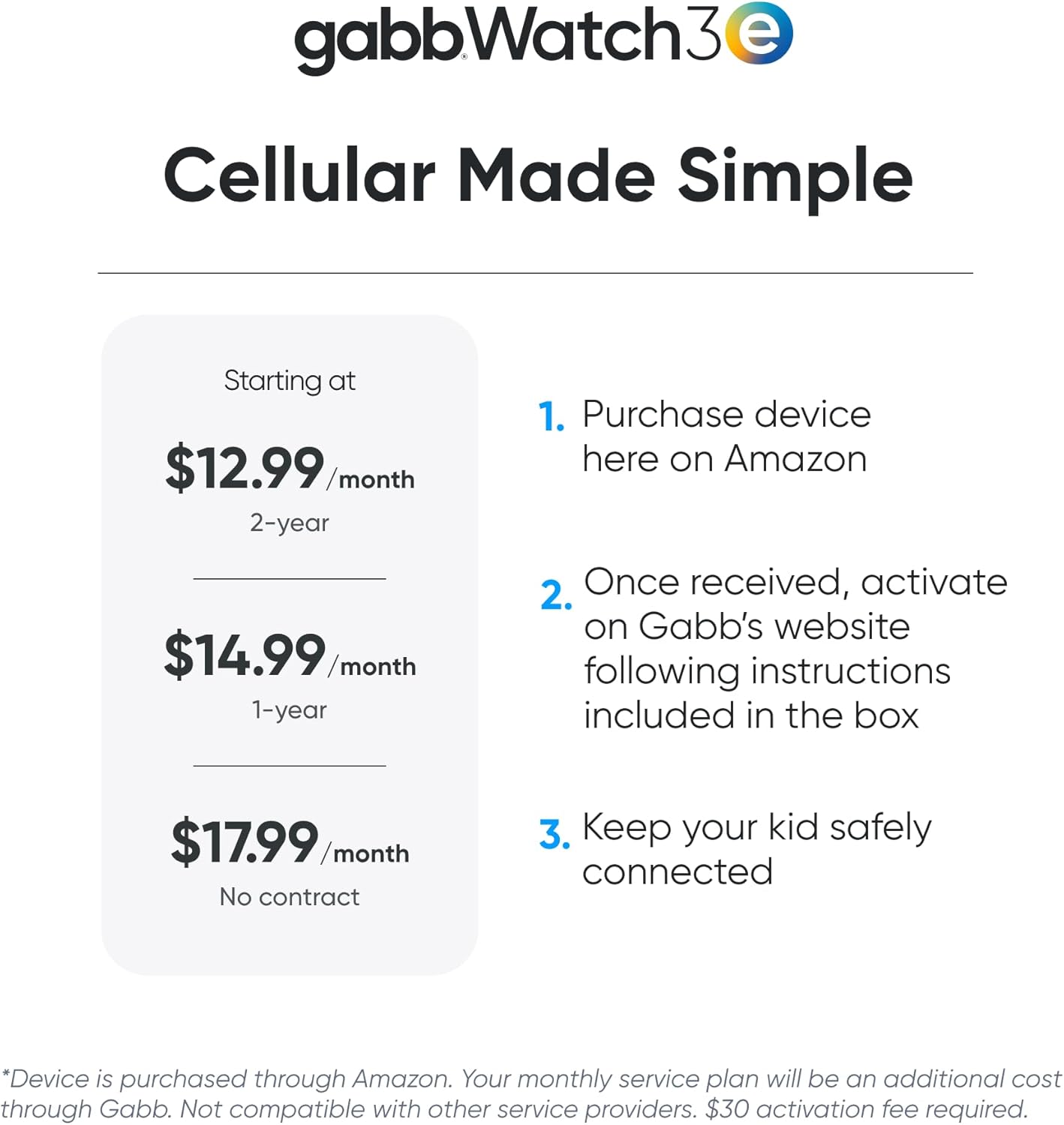 Gabb Watch 3e - GPS Tracker for Kids, Digital Smart Watch, No Social Media or Internet, Fees Required (Silver)