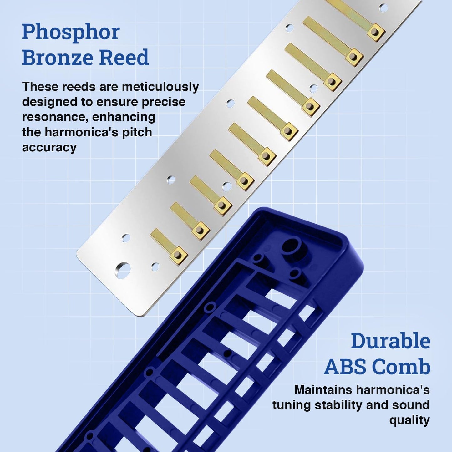 Harmo Polar Diatonic Harmonica Key of A, Paddy Richter Tuning - Specialized for Irish, Bluegrass, Celtic, and Folk Music, Mouth Organ With Case, Harmonica for Kids, Adults, Beginners & Professionals