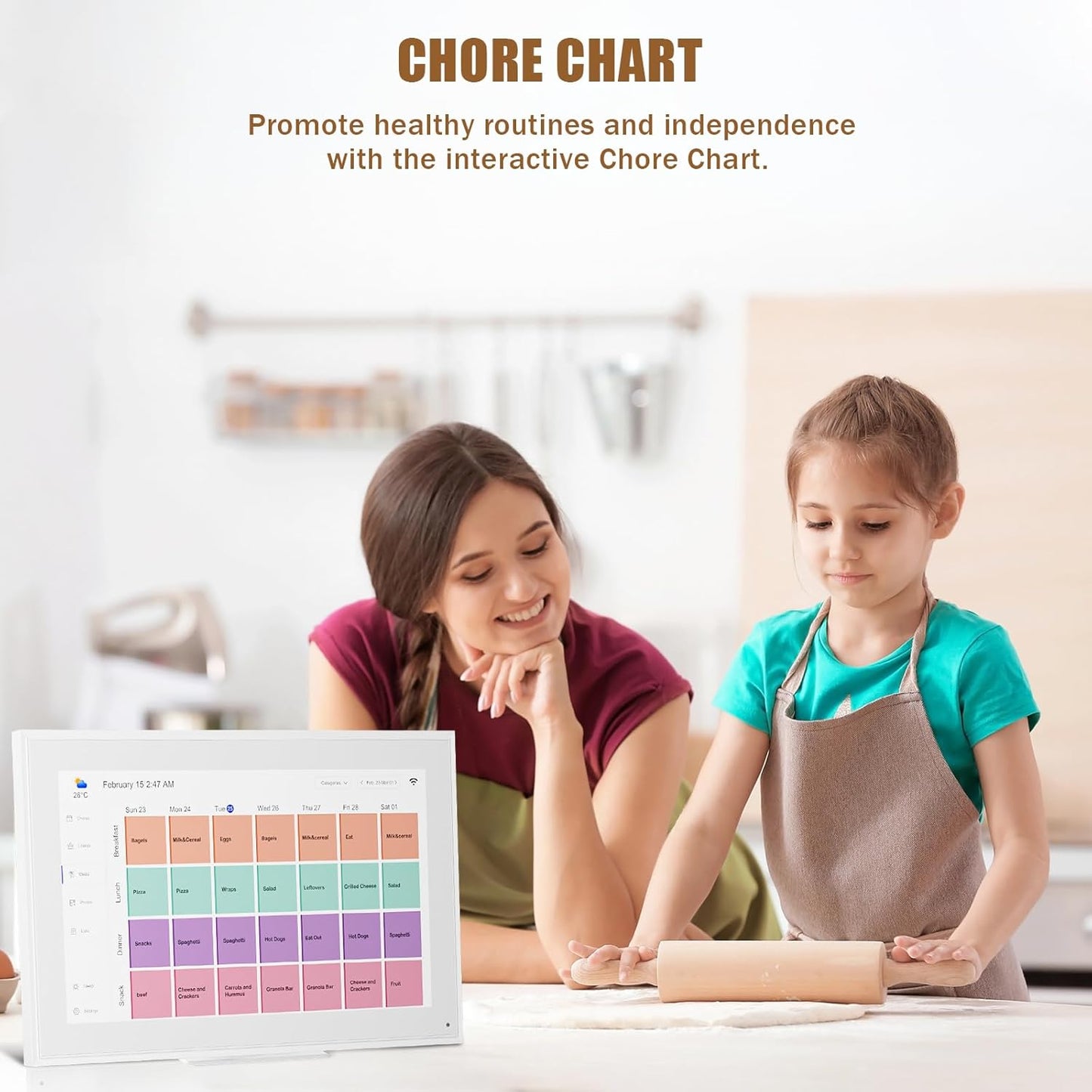 15.6-inch Wall Digital Calendar,2025 Smart WiFi Calendar & Chore Chart,Full HD Touchscreen Interactive Display for Family Schedules-Wall/Desk Mountable Planner,Meeting Reminders & Deadline Tracking
