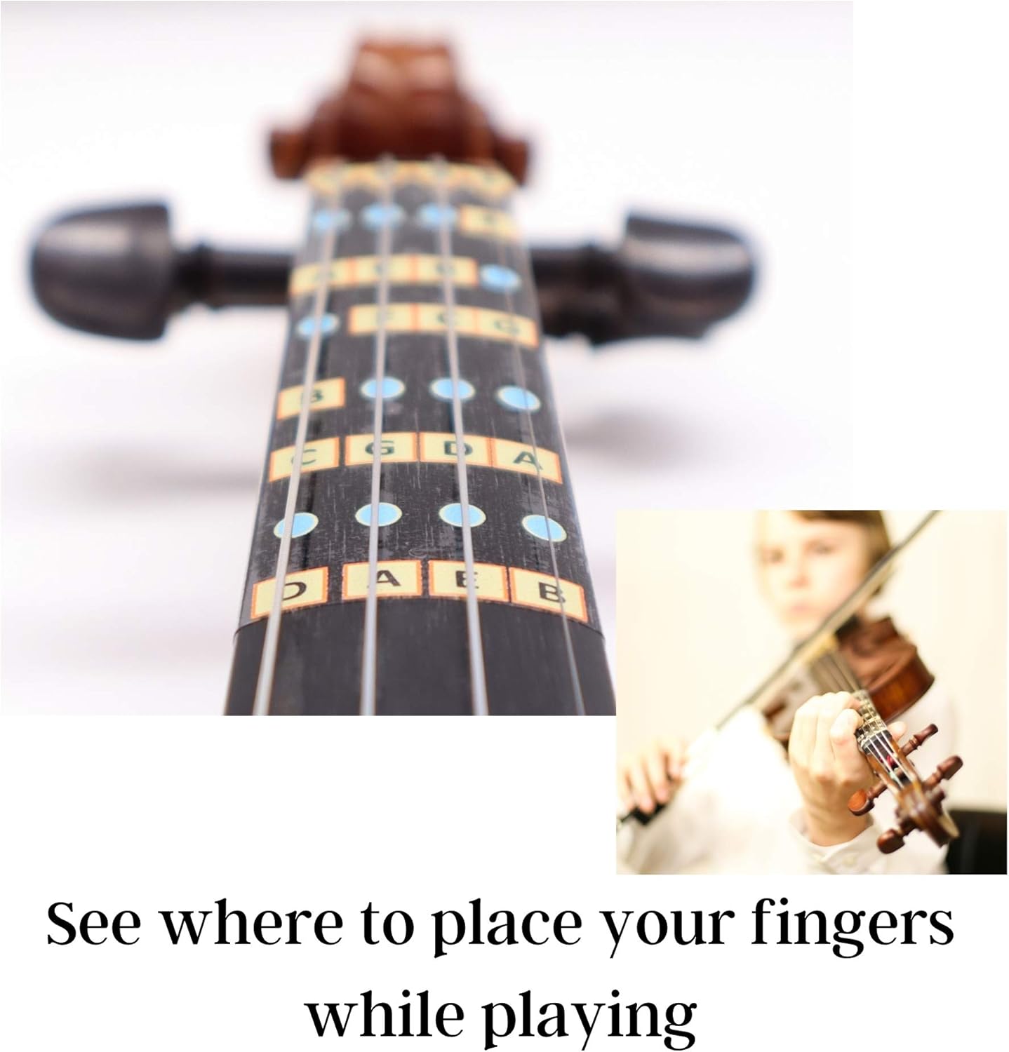 Fantastic Finger Guide for Violins Kids/Adult Beginner | Stringed Musical Instruments | Fingerboard and Fretboard Stickers for Learning All Notes | Play or Fiddle, 4/4-Size
