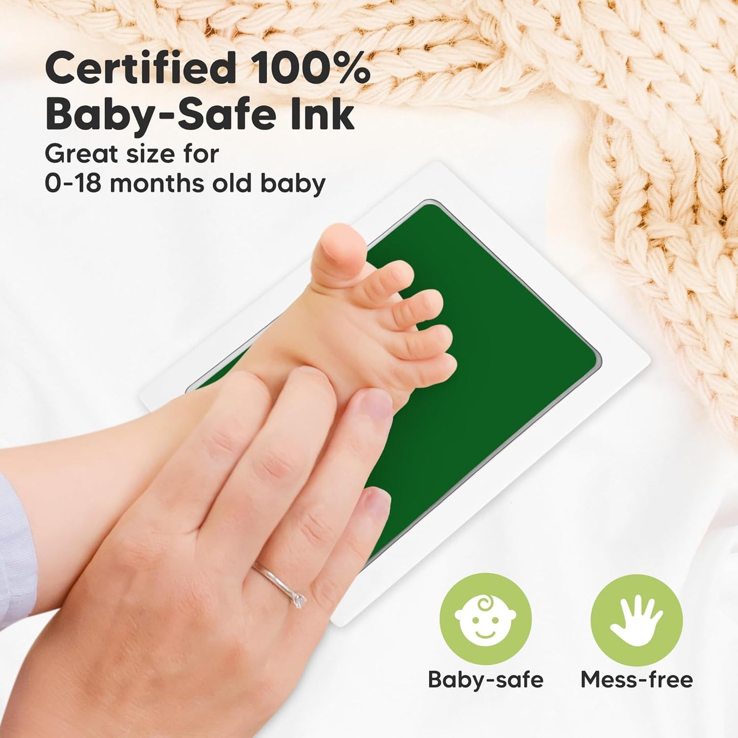 4-Pack Inkless Baby Hand and Footprint Kit - Mess Free Ink Pad for Newborn Keepsake, Dog Nose & Paw Print Kit, Clean Touch Ink Pad for Baby Hand & Footprints, Ideal New Mom Gifts (Autumn, L)