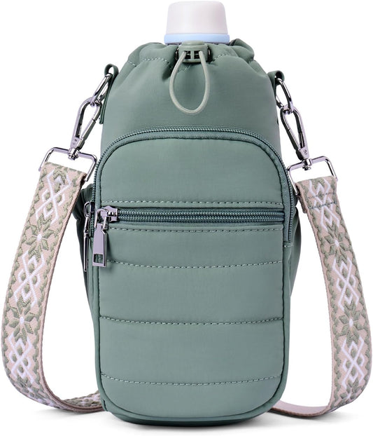 Water Bottle Bag 40 oz Crossbody Holder for Walking Hiking Insulated Carrier Purse with Adjustable Strap