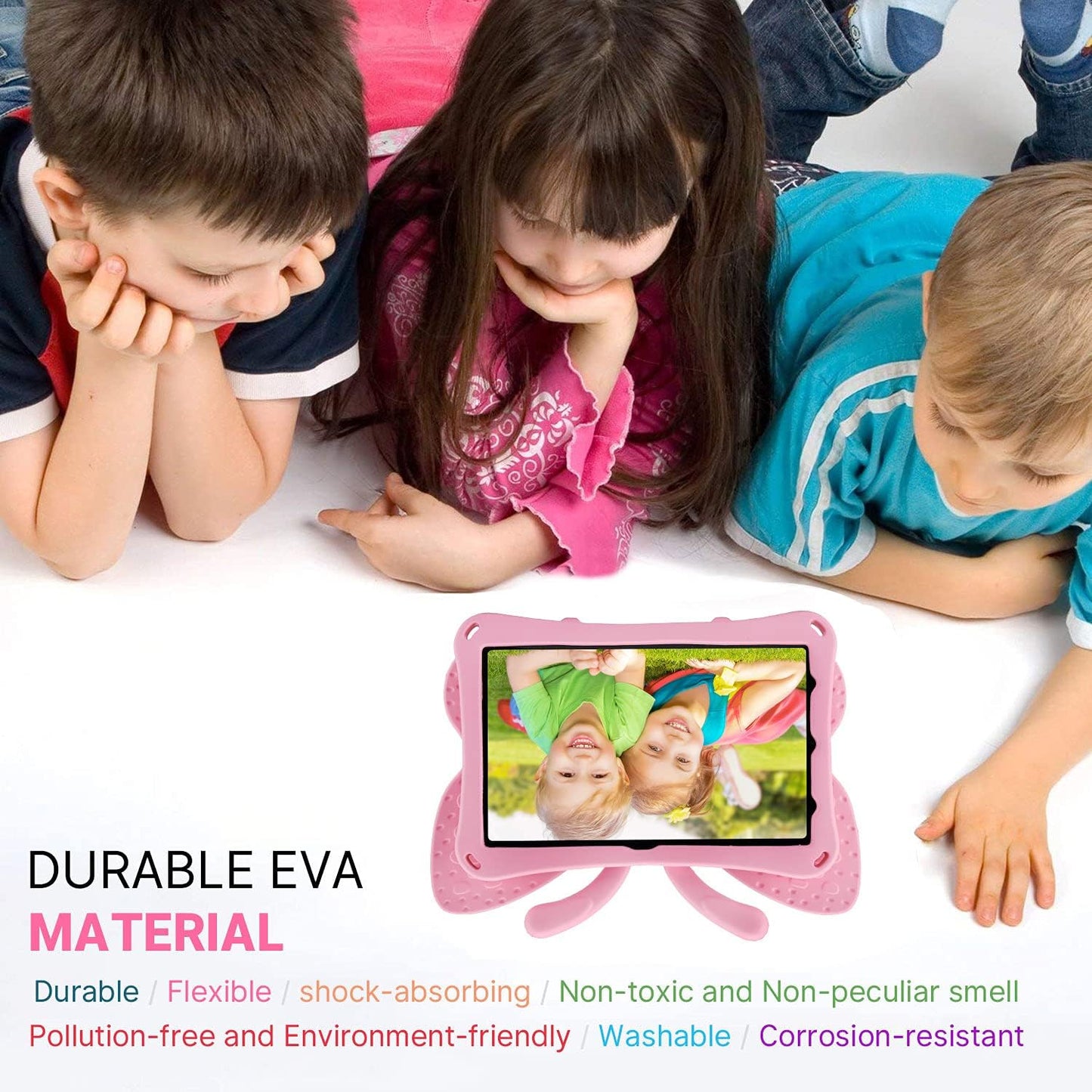 Fire HD 10 Tablet 11th Gen 2021 case Cute Butterfly Case with Stand for Kids Light Weight EVA Rugged Shockproof Heavy Duty Kids Friendly Full Cover for Fire HD 10 11th Gen 2021 (Pink)