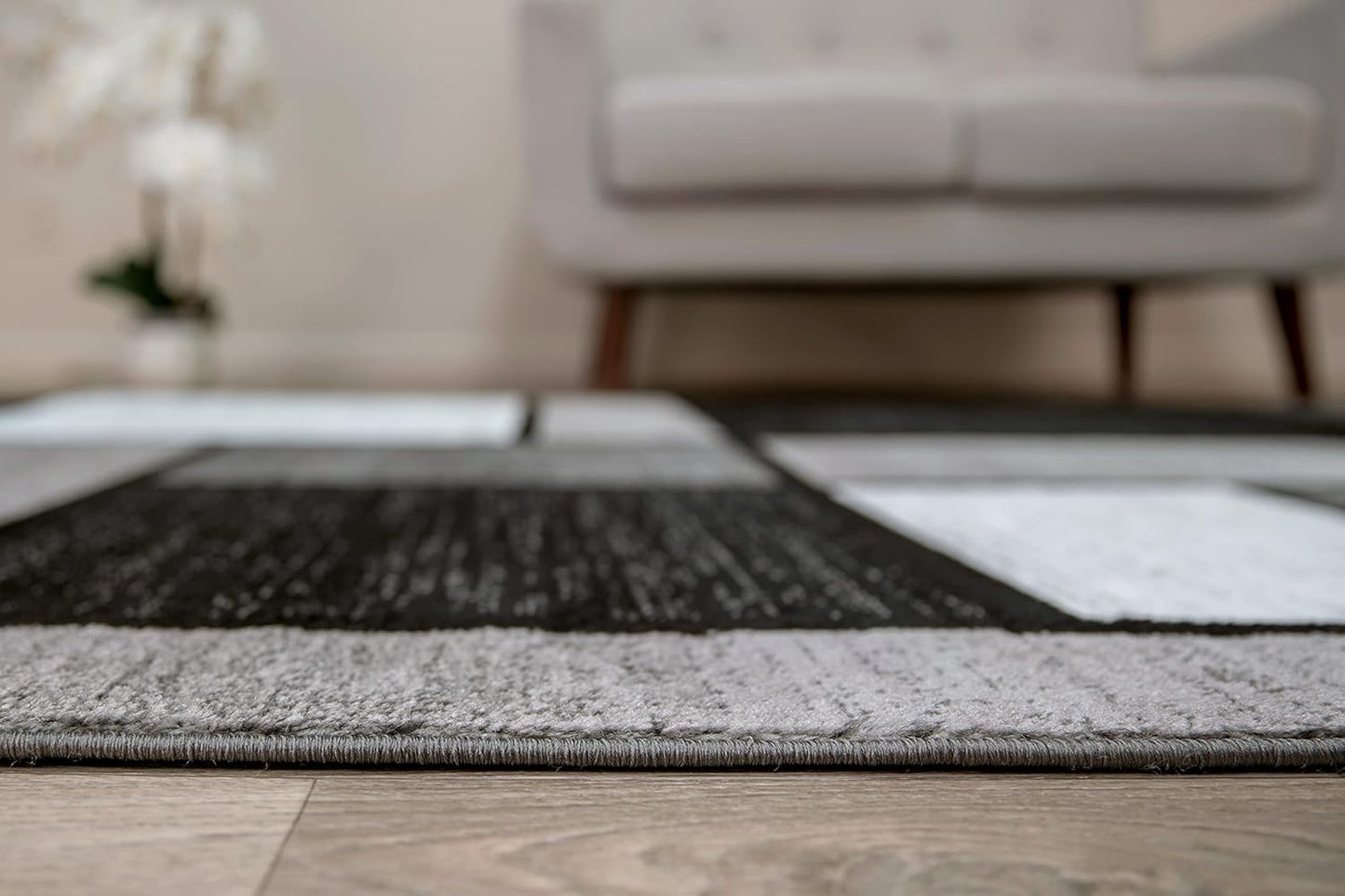 Rugshop Contemporary Modern Boxes Easy Cleaning for Home Office,Living Room,Bedroom,Kitchen Non Shedding Area Rug 9' X 12' Gray