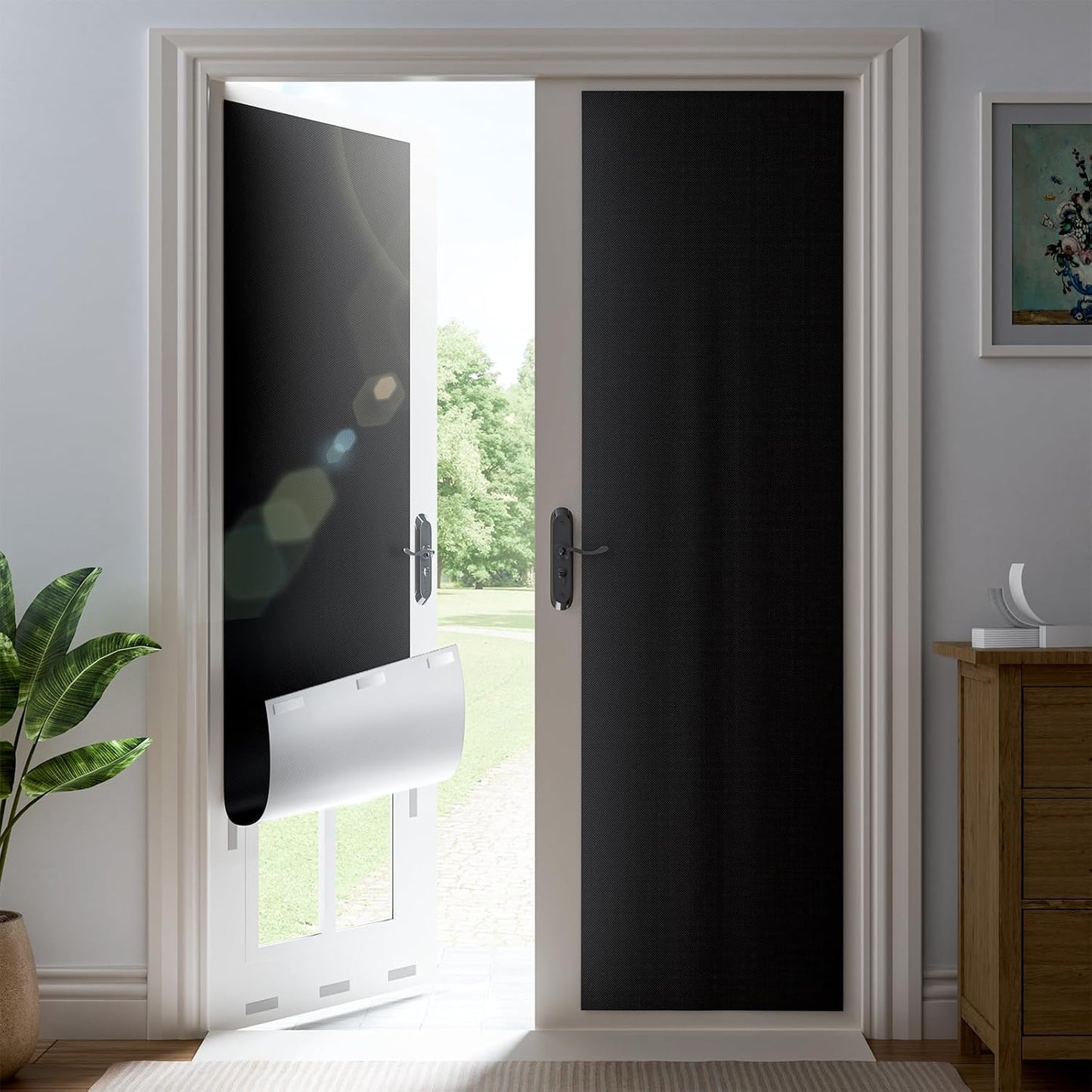 48" W x 72" L 100% Portable Blackout Curtains, Total Darkness No-Drill Black Out Window Cover,Temporary Blackout Shades with Hook & Loop Tape, for Bedroom, Nursery, Dorm, Travel (Black)