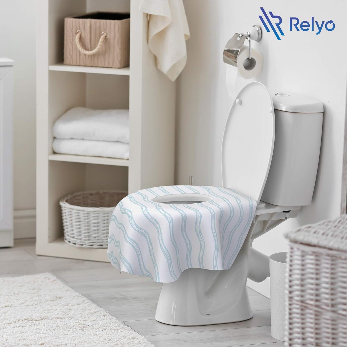 Toilet Seat Covers Disposable - 20 Pack - Waterproof, Ideal for Kids and Adults – Extra Large, Individually Wrapped for Travel, Toddlers Potty Training in Public Restrooms (Waves, 20)