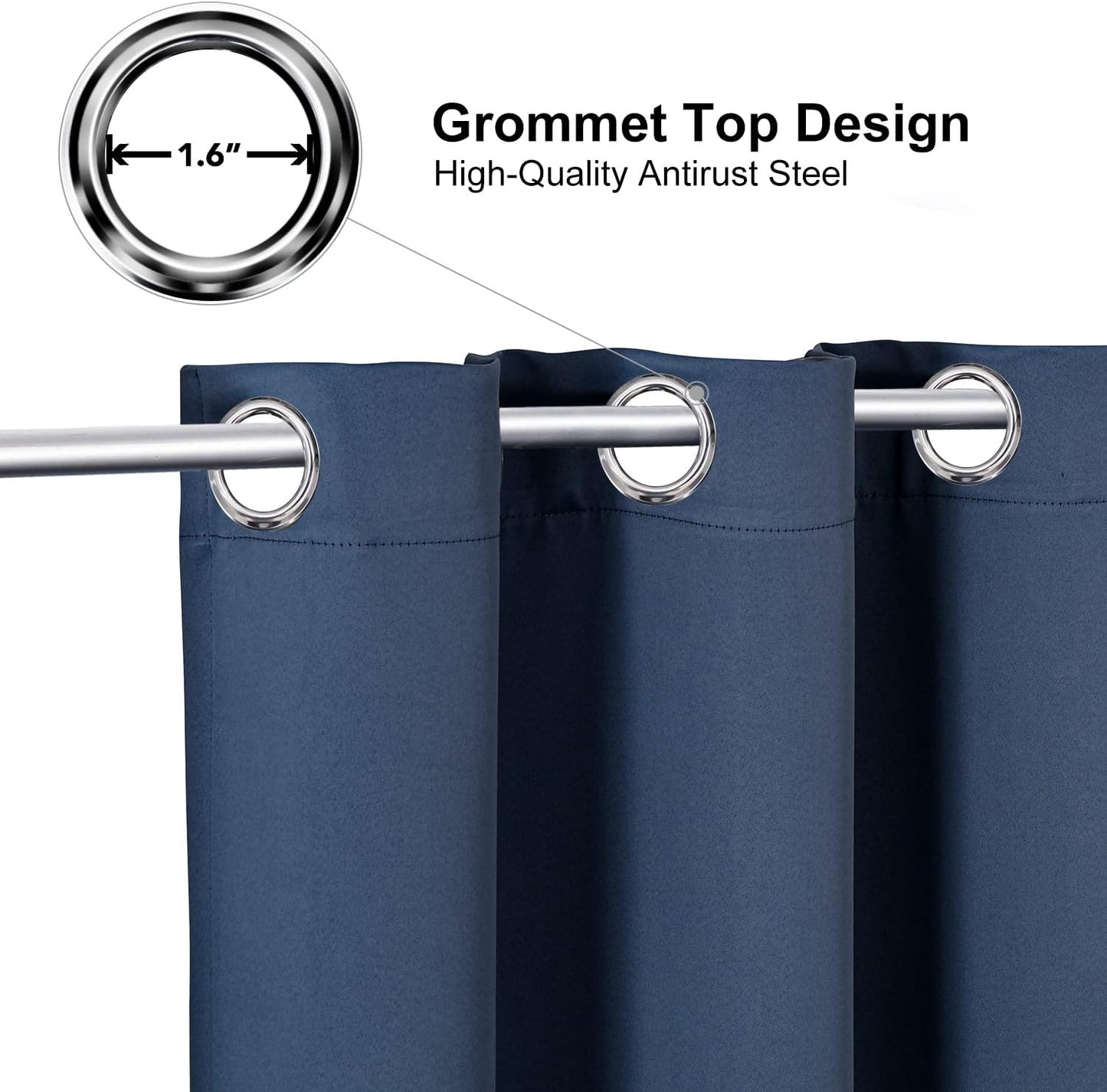 ChrisDowa Small Window Curtains 50 inches Long for Bedroom - Grommet Short Thermal Insulated Room Darkening Curtains for Kitchen (2 Panels, Stone Blue, 29 x 50 Inch)