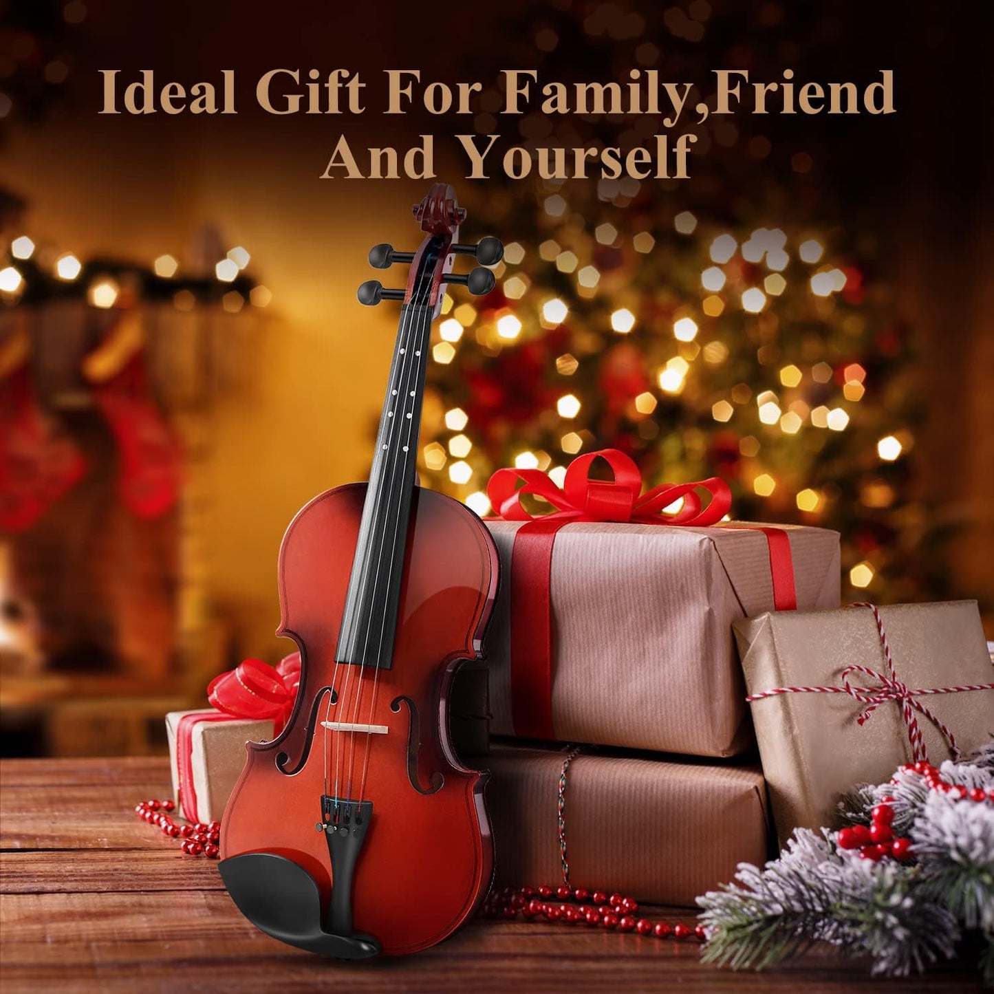 Eastar 1/2 Violin Set for Beginners, Half Size Fiddle with Hard Case, Rosin, Shoulder Rest, Bow, and Extra Strings (Imprinted Finger Guide on Fingerboard), EVA-2