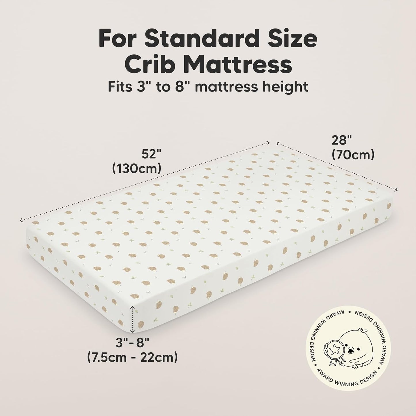 KeaBabies 2-Pack Organic Crib Sheets for Boys, Girls - 52x28 Fitted Crib Mattress Sheet Neutral, Breathable Jersey Cotton Cover for Baby Bed, Toddler Mattress, Soft & Cute Prints (Nibbles/Bruce)