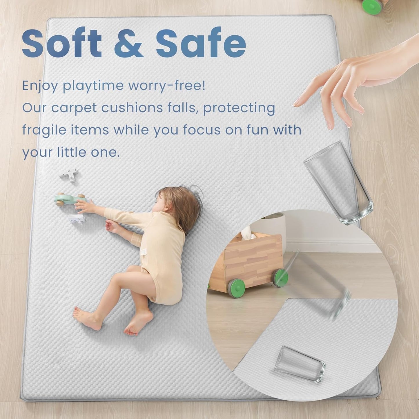 Baby Play Mat for Summer, 1.3 Thick Extra Large Memory Foam Cooling Floor Tummy Time Mat, Soft & Breathable, Non-Slip Rectangular for Toddlers’ Playtime & Rest(Grey,79"x118")