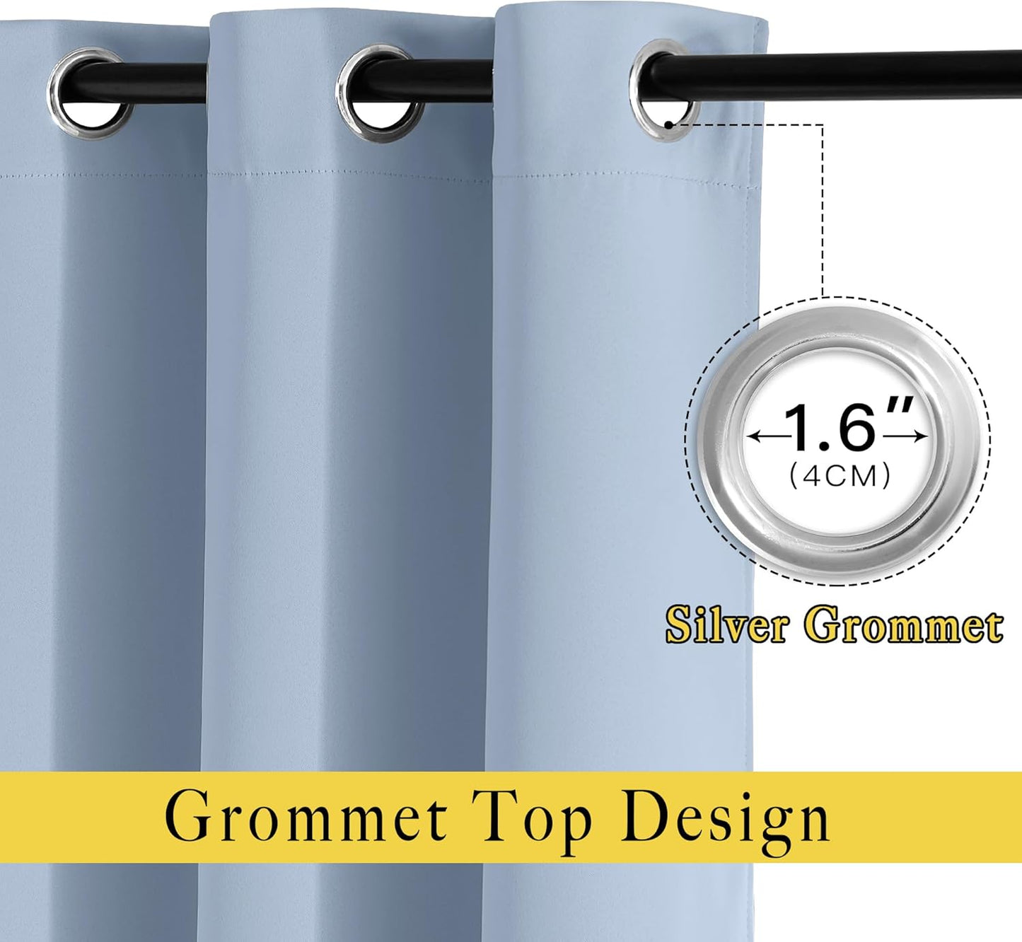 NICETOWN Blackout Curtains for Girls Room - Thermal Insulated Solid Grommet Room Darkening Curtains/Panels/Drapes for Bedroom/Patio (Vintage Blue, 2 PCs, 52 by 95-Inch)