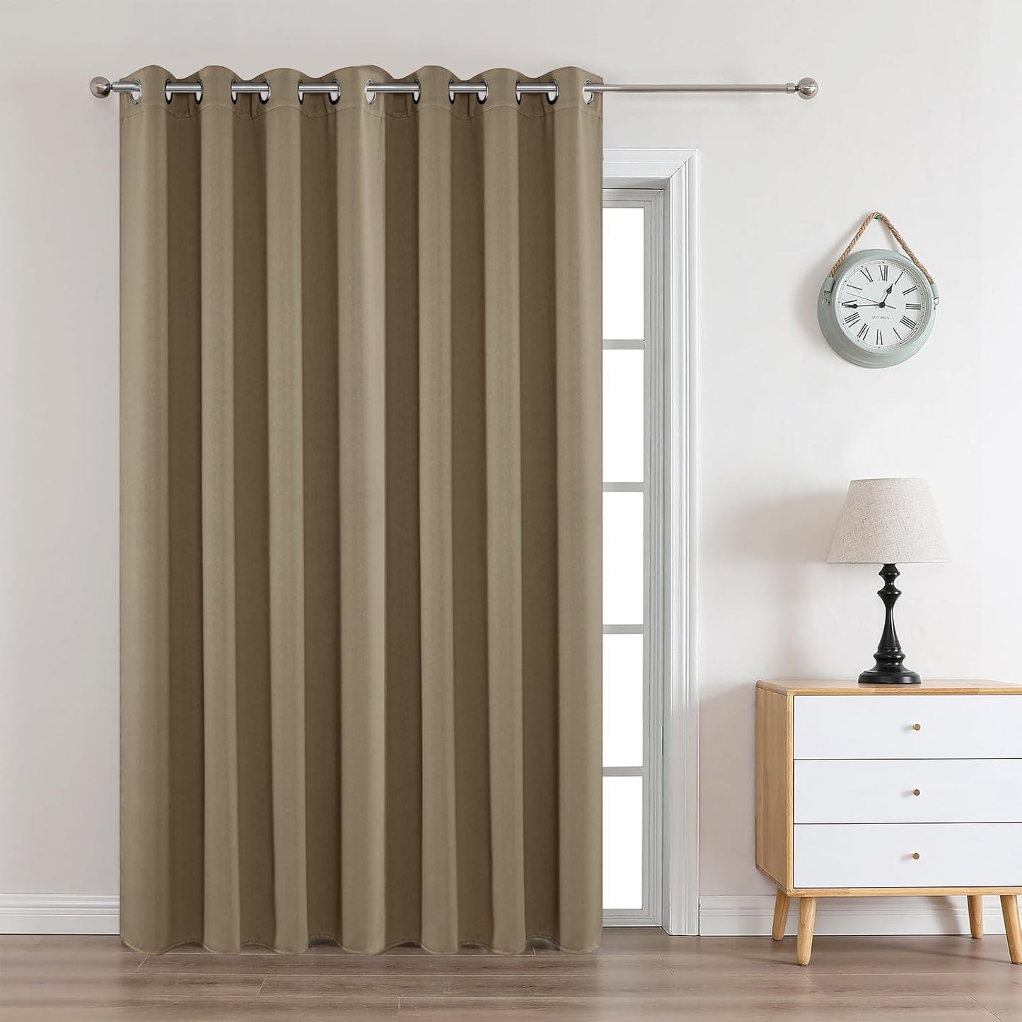 Joydeco Blackout Curtains 108 Inches Long 1 Panel, Thermal Insulated Long Curtains& Drapes 1 Piece, Room Darkening Grommet Drapes for Living Room Bedroom Window (W70 x L108 Inch, Khaki)
