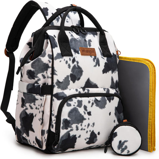 Wrangler Diaper Bag Backpacks Western Backpack Purses Multi-function Baby Bags for Mom with Waterproof Changing Pad & Pacifier Case