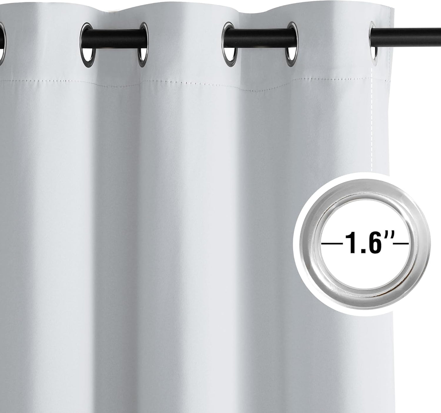 NICETOWN Blackout Curtains Panels for Bedroom, 2 Panels, 52 x 96 Inch, Greyish White, 3 Pass Microfiber Noise Reducing Thermal Insulated Solid Ring Top Blackout Window Drapes