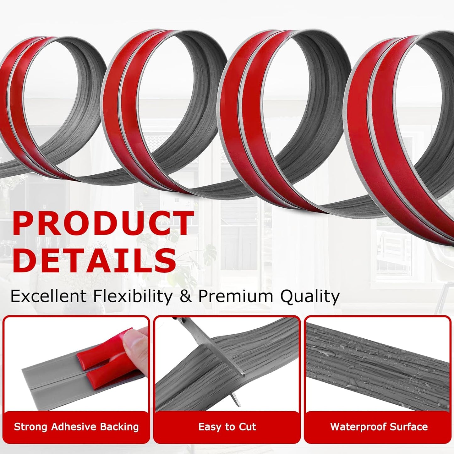 Flexible Wall Corner Protector Moulding Trim Peel and Stick Wall Corner Guards Edge Protector Self Adhesive Molding Trim Strip for Edge Ceiling (Deep Gray Wood Grain, 1.6 in x 10 Ft)