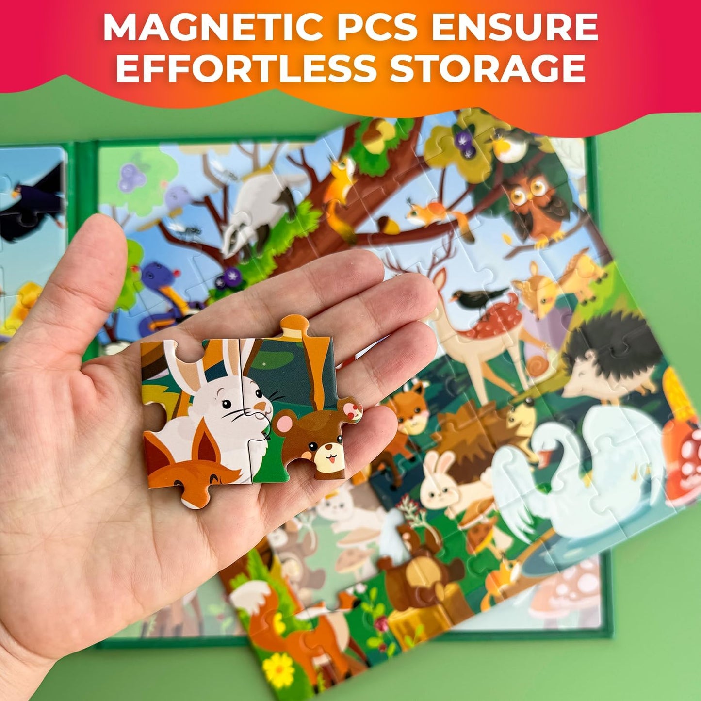 QUOKKA Magnetic Puzzles for Kids Ages 3-5 - 2x48 Travel Puzzles Games for Toddlers 3-4 Years Old - Activities Car Toy for Boys and Girls 4-6 yo - Farm & Forest Animals Learning Magnet for Road Trip