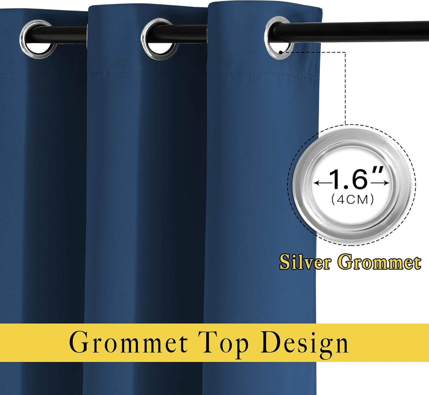 NICETOWN Room Darkening Curtains 84 inch Length 2 Panels, Thermal Insulated Grommet Blackout Curtains for Modern Casual Elegant Bedroom Kids Room Theme Decoration (Moroccan Blue, 2 Pieces, W52)