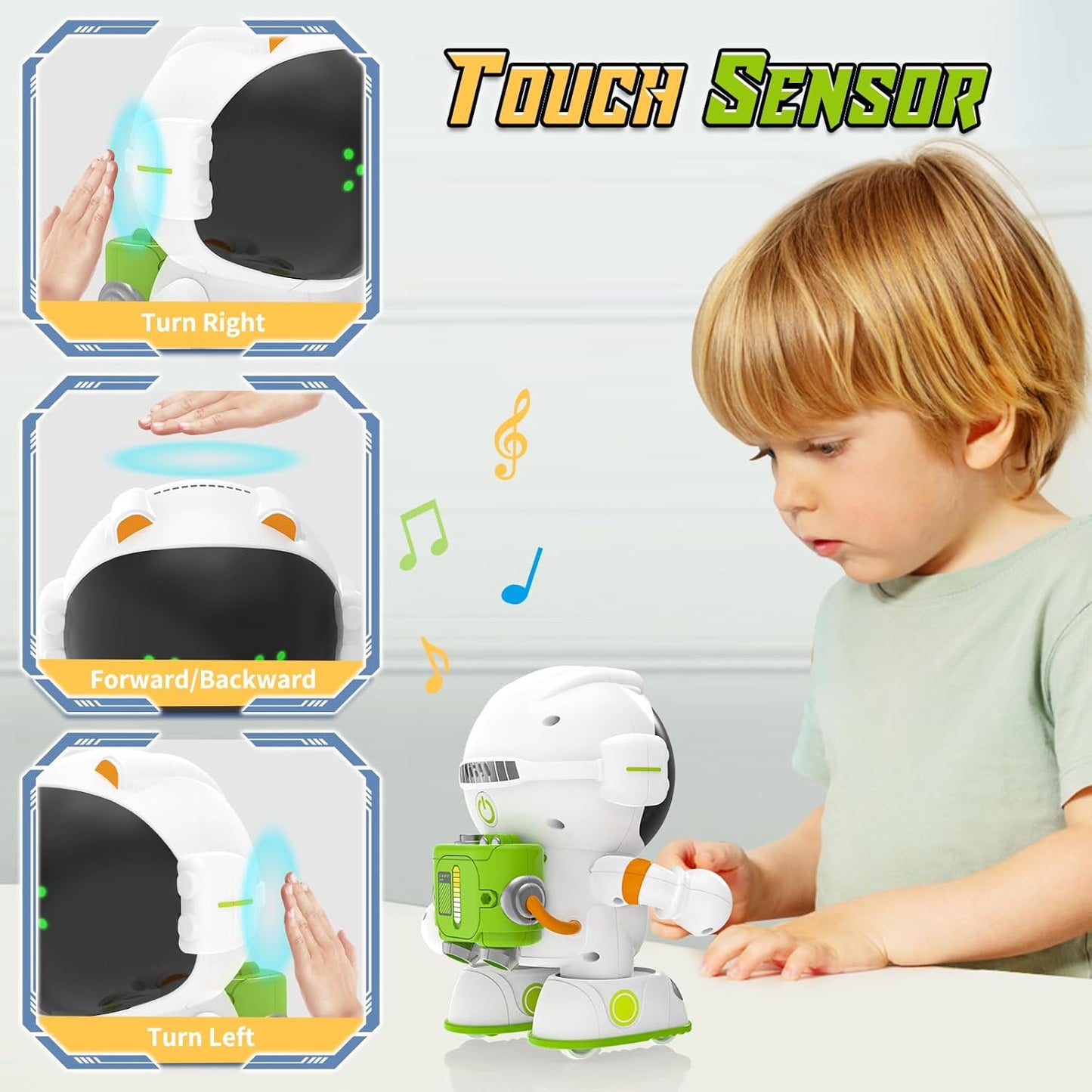 KaeKid Voice Control Robots for Kids, Astronaut Interactive Smart Robotic with Touch Sensor, Speech Recognition, Singing, Dancing, Repeating and Recording, Robot Toy for 3-8 Year Old Boys Girls