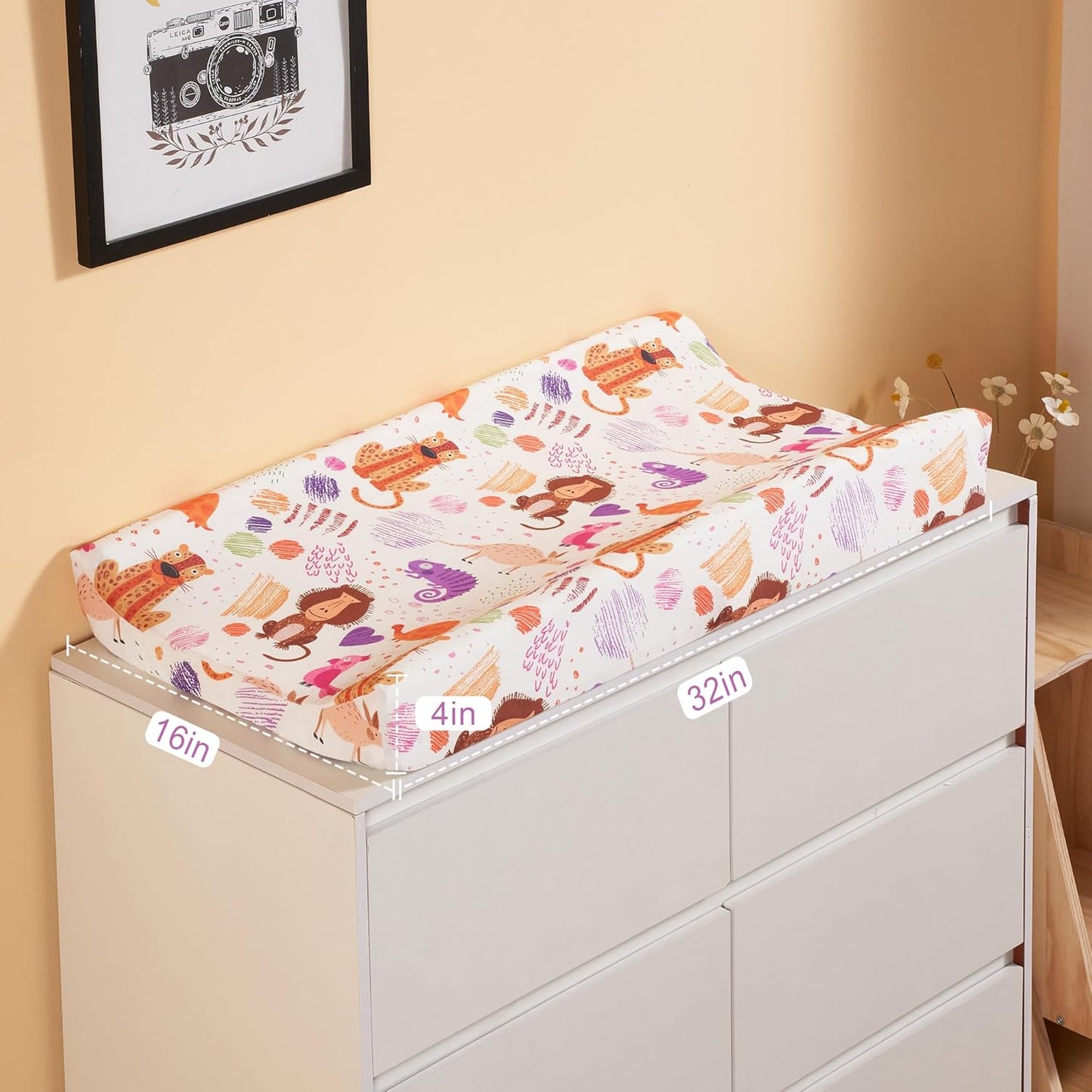 TILLYOU Baby Changing Pad Cover, Changing Table Cover for Girls Boys, Ultra Soft Breathable, 2 Pack Animal Graffiti & dot Printing