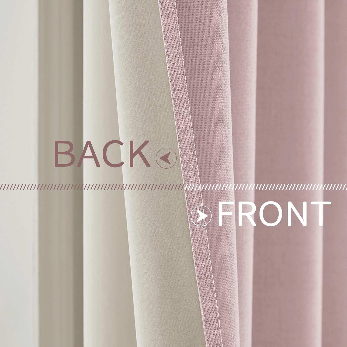 MIULEE Linen Texture Curtains for Bedroom Solid 100% Blackout Thermal Insulated Pink Curtains Grommet Room Darkening Curtains/Draperies for Living Room Nursery 52x84 Inch (2 Panels)