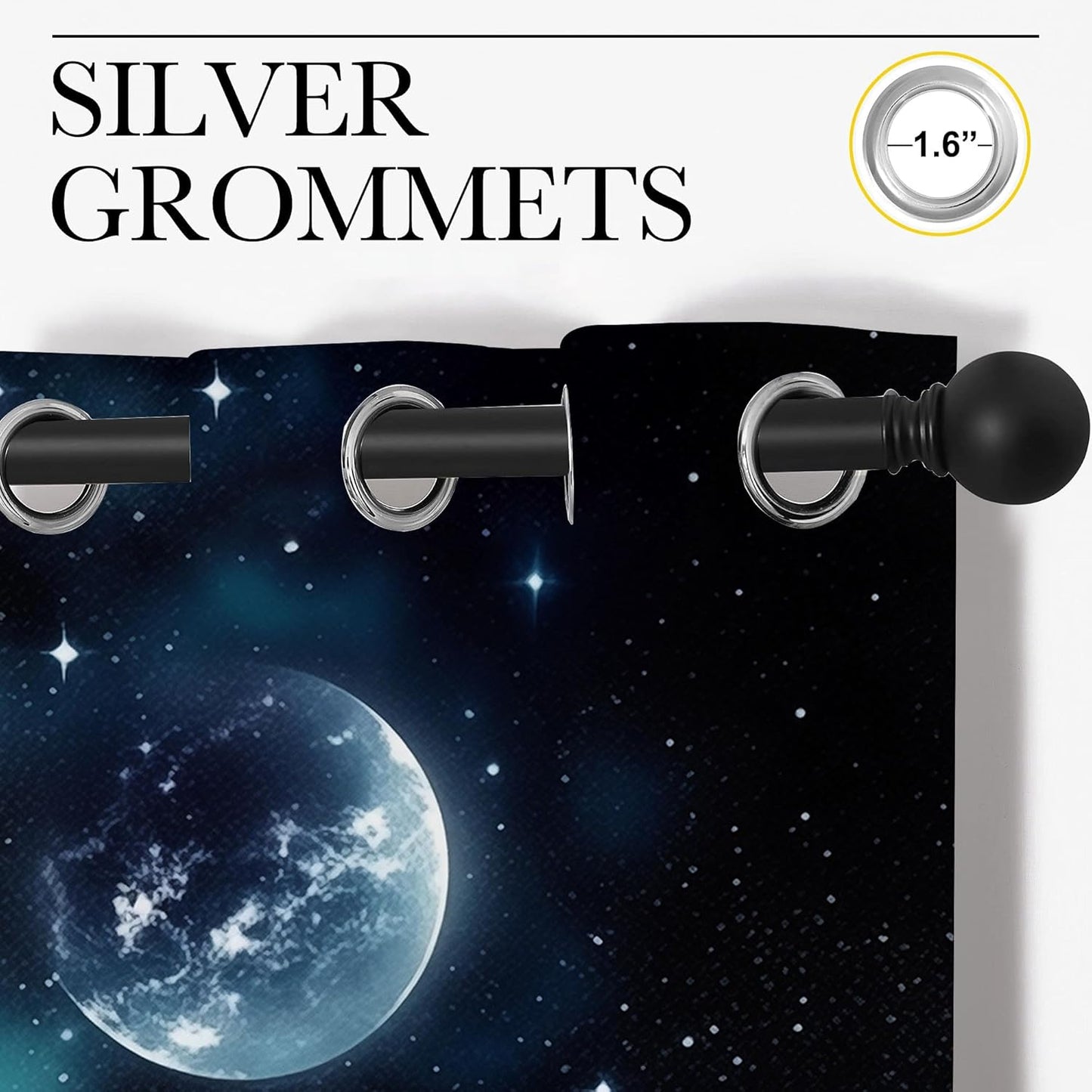 Wolf Blackout Curtains for Boys Girl Bedroom Decor,Starry Sky Howling Wolf Under The Full Moon Thermal Insulated Grommet Drapes Darkening Window Curtain for Living Room Home 42x45 inch