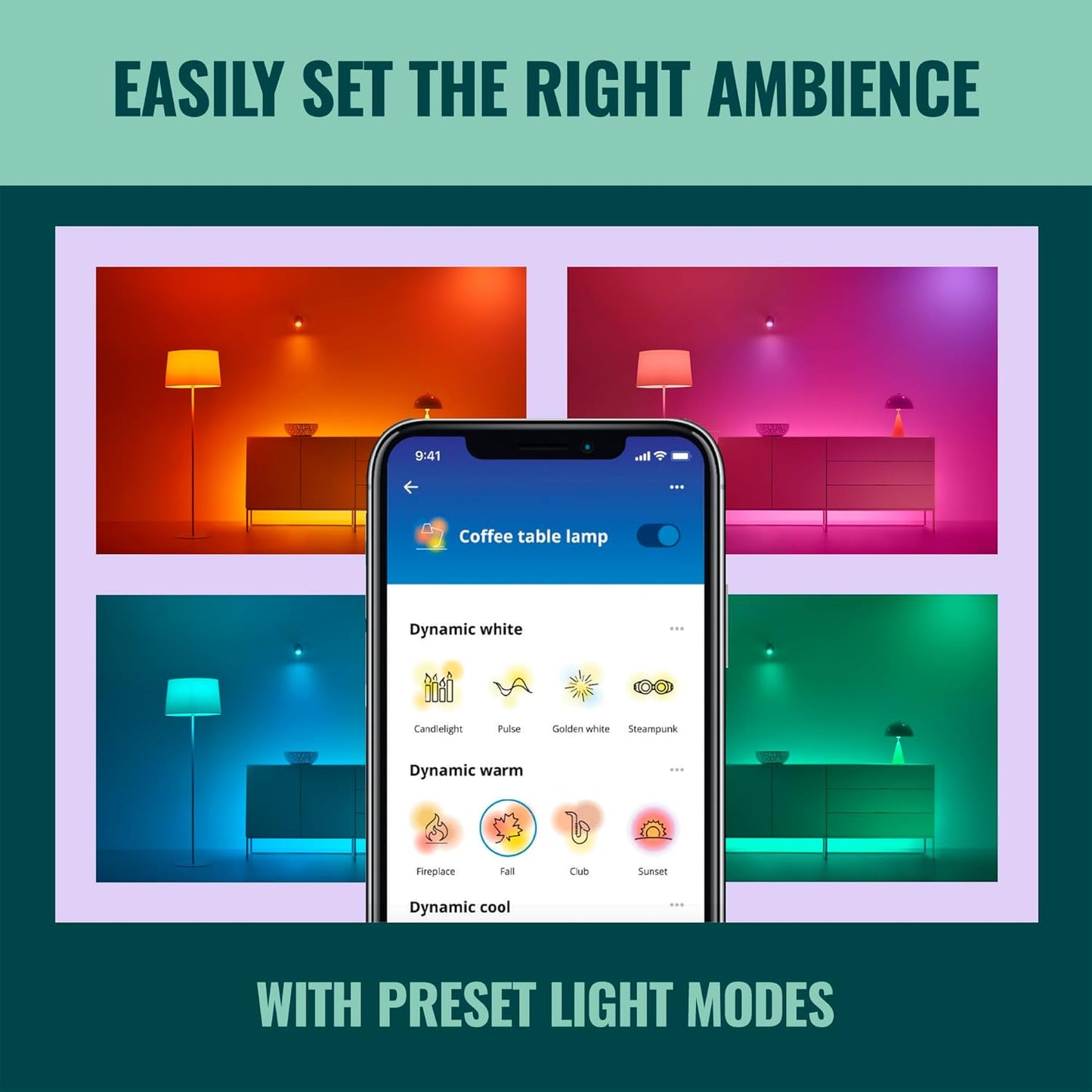 WiZ Color ST19 Color Filament LED Smart Bulb - Pack of 6-300 Lumen - E26 Indoor - Connects to Your Existing Wi-Fi - Control with Voice or App + Activate with Motion - Matter Compatible.