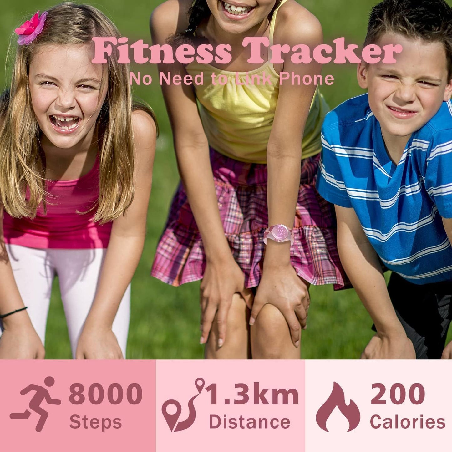 Kids Watches for Girls Boys Digital Sport Watch with Step Counter Pedometer Vibration Alarm Clock, No App Waterproof Fitness Tracker Kids Watch Boys Girls Teens Students Ages 5-16
