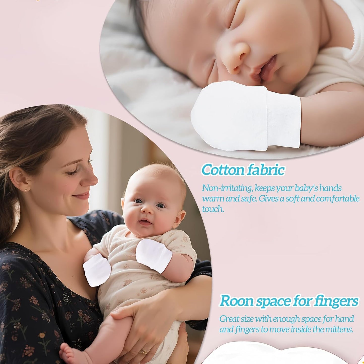 No Scratch Baby Mittens Newborn Infant Toddler Mittens Soft Elastic Wrist Gloves Mitten for 0-6 Months Boys Girls