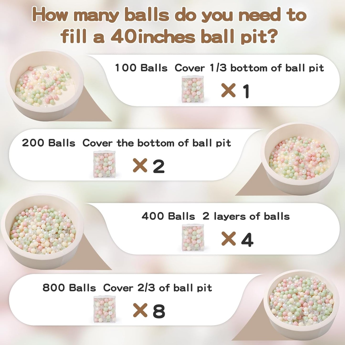 GOGOSO Playpen Balls for GirlsToddlers for Playhouse, Baby Pool, Play Ball Fun Centers, for Babies, Kids, Toddlers 1-3, Phthalate Free BPA Free