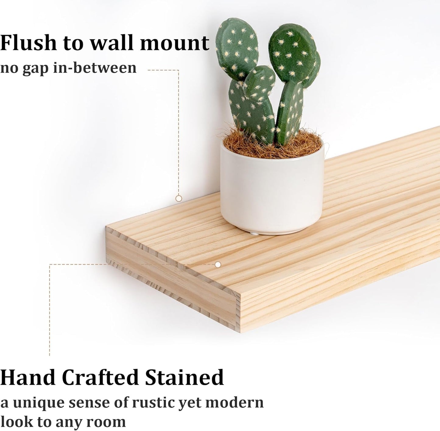 Rustic Wood Floating Shelves - 48" W x 8" D x 1.6" H, Fireplace Mantel & Wall Storage for Bathroom, Bedroom, Kitchen, Garage