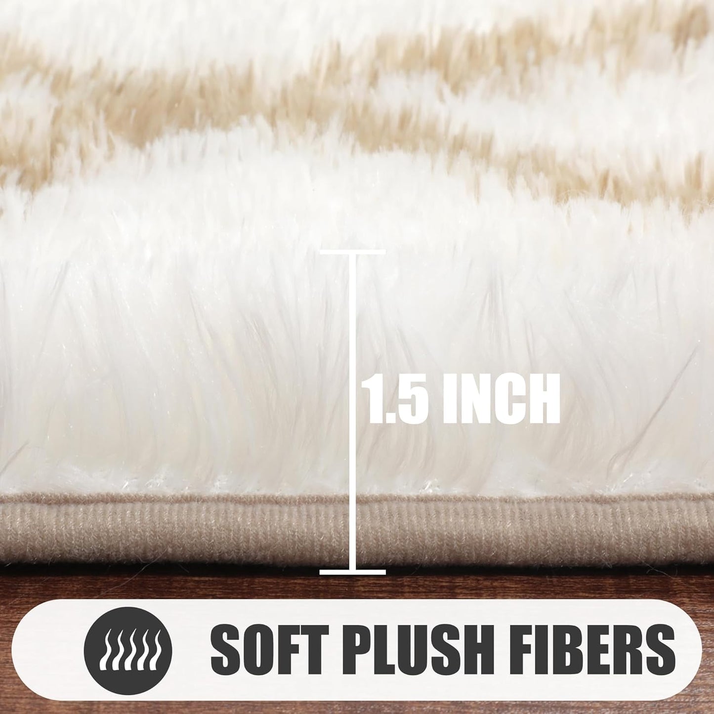ONASAR Rugs for Living Room Bedroom, 5x8 Washable Fluffy White and Beige Area Rug, Geometric Boho Soft Plush Shaggy Floor Carpet Mat for Nursery Kids Girls Boys Teen Dorm Home Decor Aesthetic