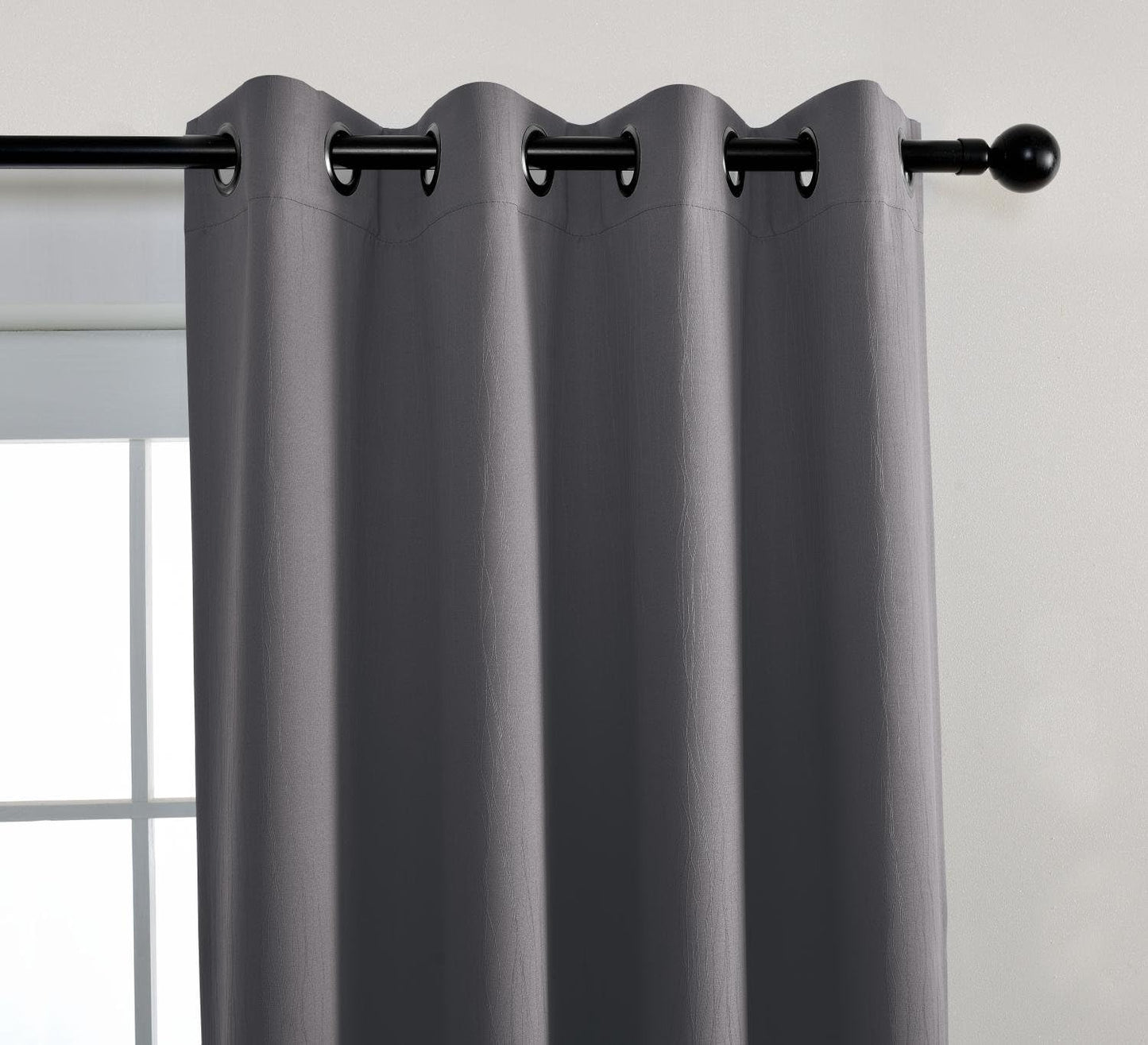 MIUCO Blackout Curtains Room Darkening Textured Grommet Window Curtains 2 Panels for Bedroom 52 x 95 Inch Long Grey