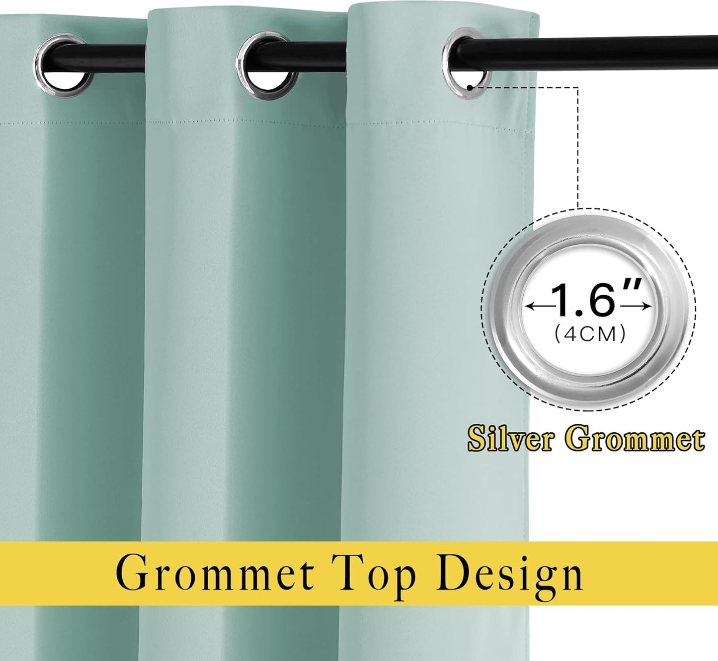 NICETOWN Aqua Blue Bedroom Curtains 72 inches Long, Grommet Blackout Thermal Insulated Window Treatment Room Darkening for Bedroom/Home Office, 2 Panels, W37 x L72