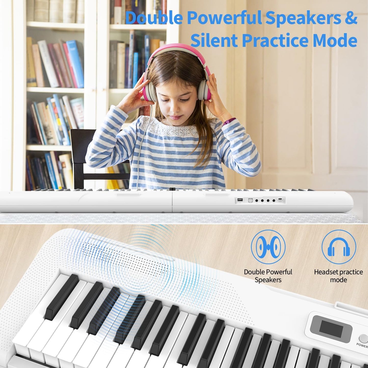88 Key Piano Keyboard,Beginner Electric Digital Piano with Semi Weighted Keys,Keyboard Piano withSustain Pedal, Power Supply, Stand, Carrying Case,Headphones