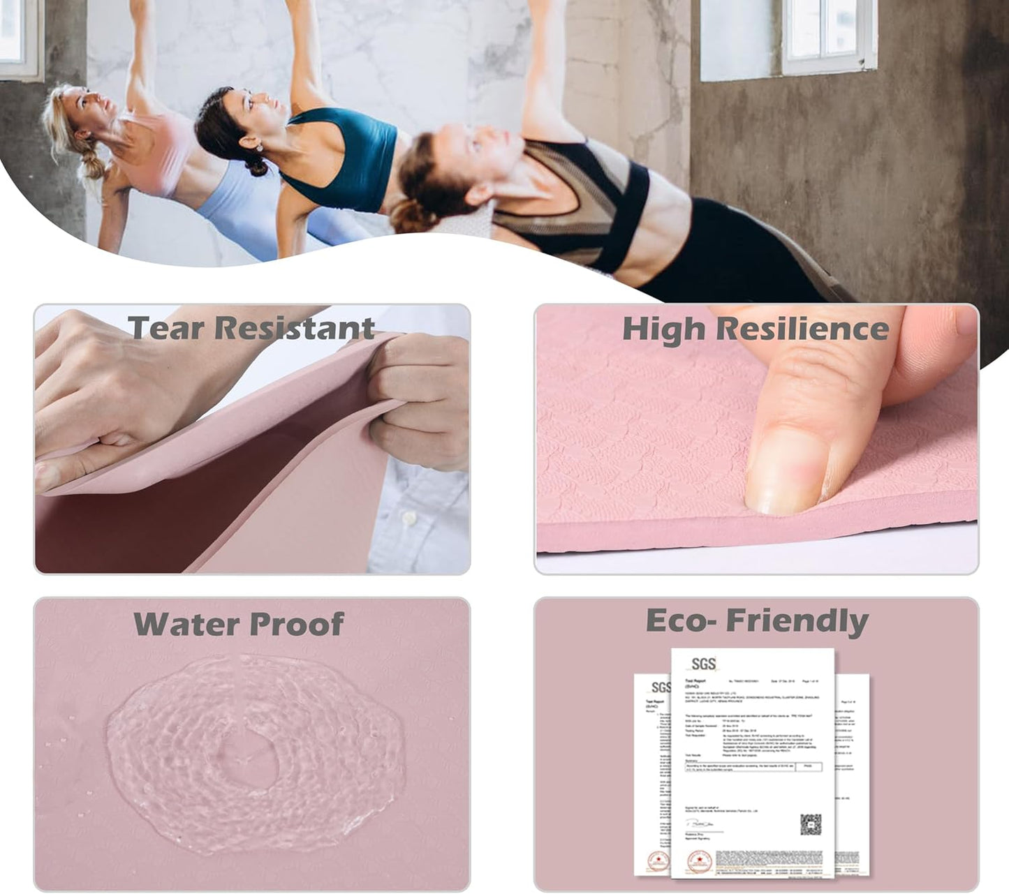 UMINEUX Yoga Mat Extra Thick 1/3'' & 2/5" Non Slip Yoga Mats for Women Eco Friendly TPE Fitness Exercise Mat with Carrying Sling & Storage Bag