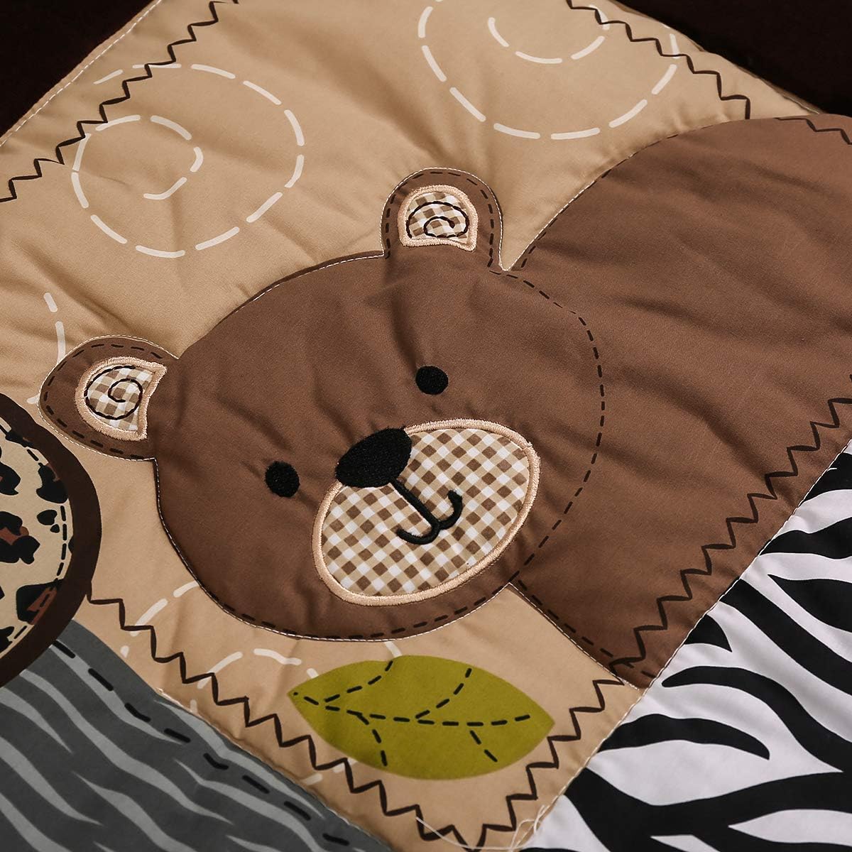7 PCs Forest Animal Nursery Crib Bedding Set Baby Boy Elephant Giraffe Bear Cot Bedding Set