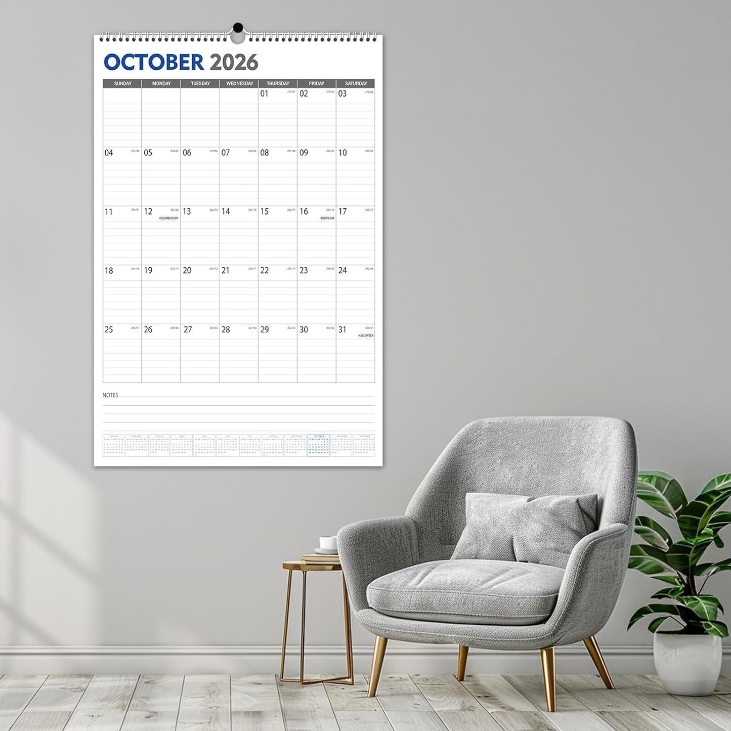 GuassLee Extra Large Wall Calendar 2025-26, 20"x 30" Gaint Vertical Wall Calendar 2025, Jun. 2025 to Dec. 2026, 19-Month Paper Hanging Planner Wall with Julian Date for Office Home