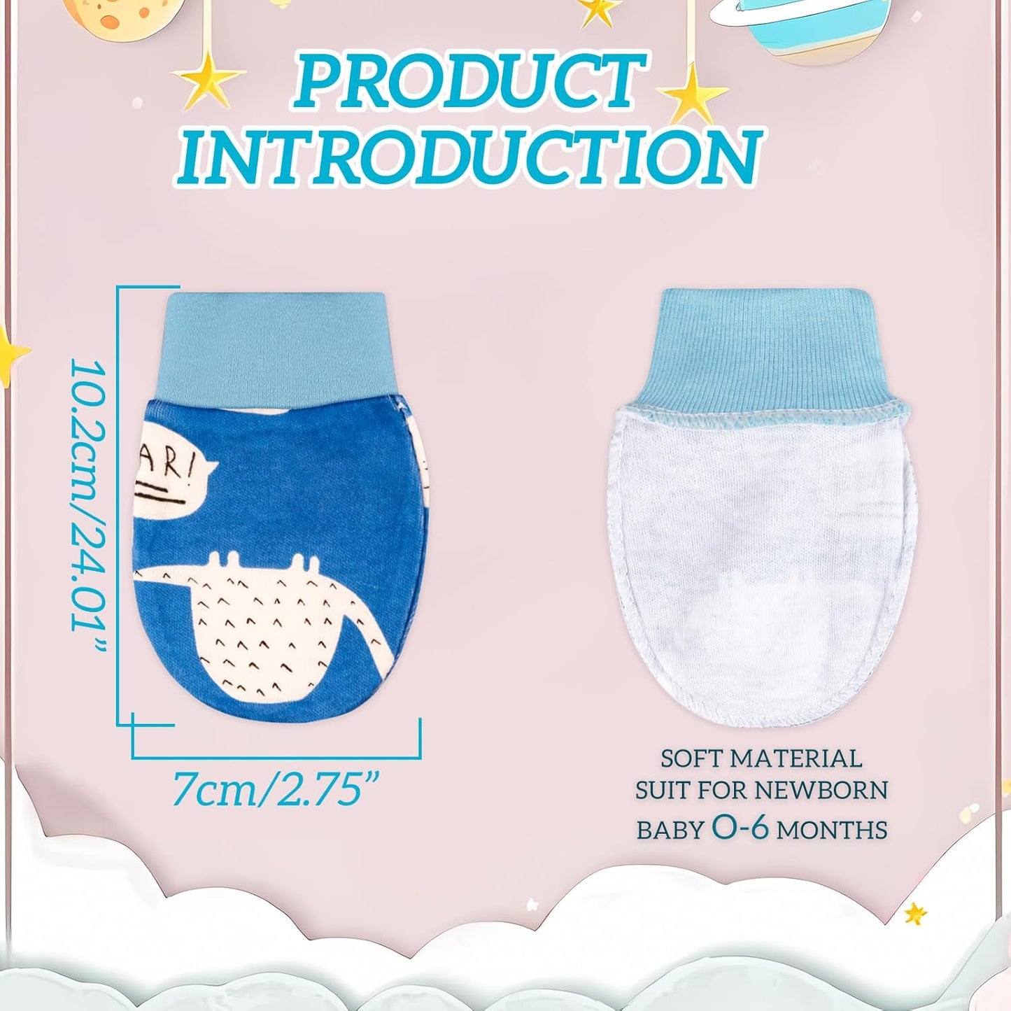 No Scratch Baby Mittens Newborn Infant Toddler Mittens Soft Elastic Wrist Gloves Mitten for 0-6 Months Boys Girls