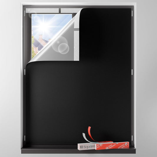 Sumobaby Blackout Curtains for Bedroom Portable 37"x36",No Drill Black Out Shades with Upgraded Hook&Loop Tapes,100% Blackout Window Cover,Thermal Insulated Blinds for Bedroom,Nursery(1 Panel,Black)