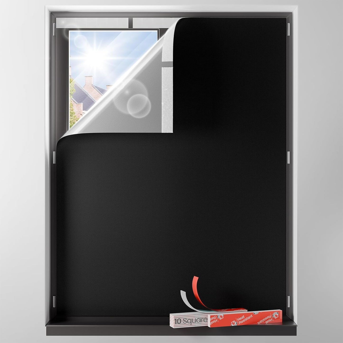 Sumobaby Blackout Curtains for Bedroom Portable 26"x54",No Drill Blackout Shades with Upgraded Hook&Loop Tapes,100% Black Out Window Cover,Thermal Insulated Blinds for Bedroom,Nursery(1 Panel,Black)