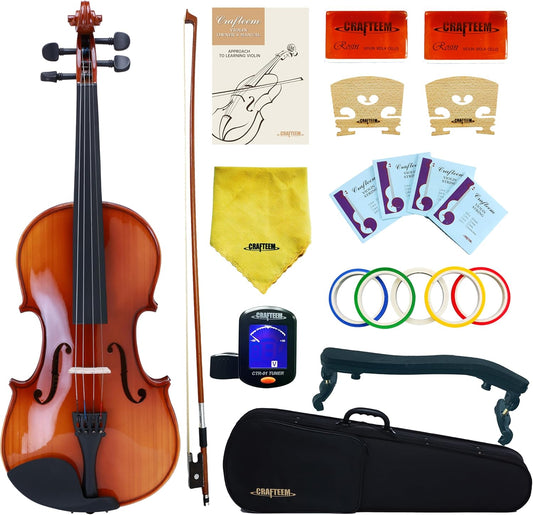 Spruce and Maple Solid Wood Violin Outfit for Beginner Kids & Adults -Craft Your Perfect Sound and Begin Your Musical Journey with Confidence.